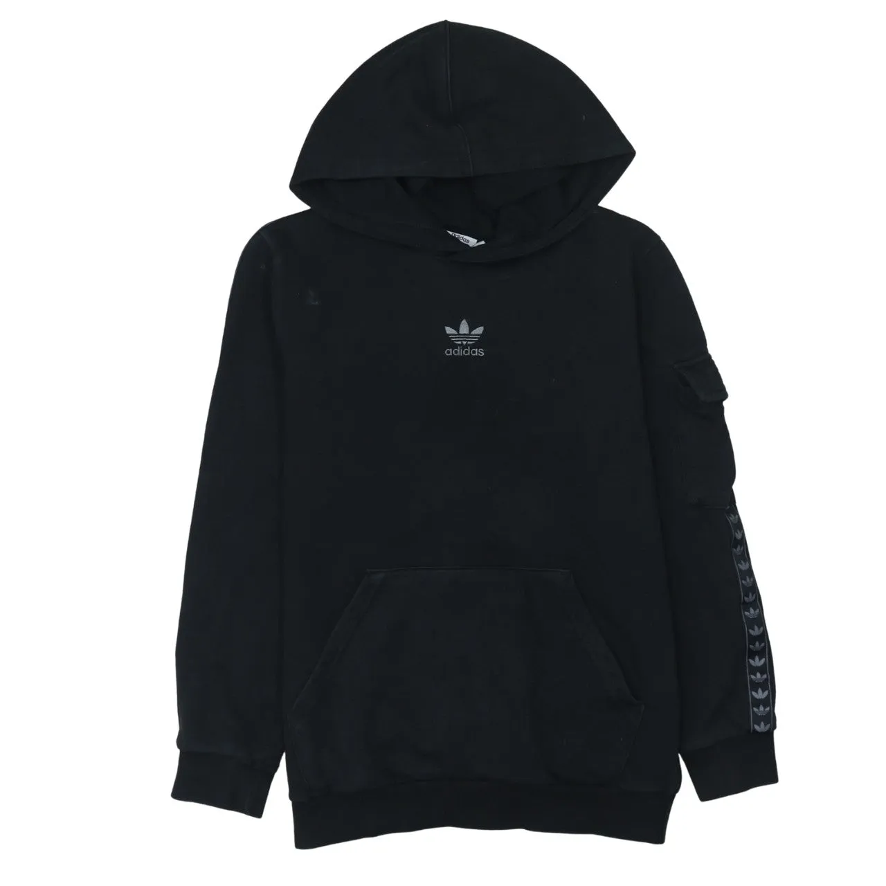 Adidas 90's Drawstring Pockets Pullover Hoodie Large Black sold by Vintage Club