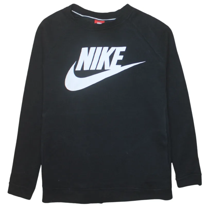 Nike 90's Center Middle Swoosh Crew Neck Sweatshirt Medium Black made by Nike