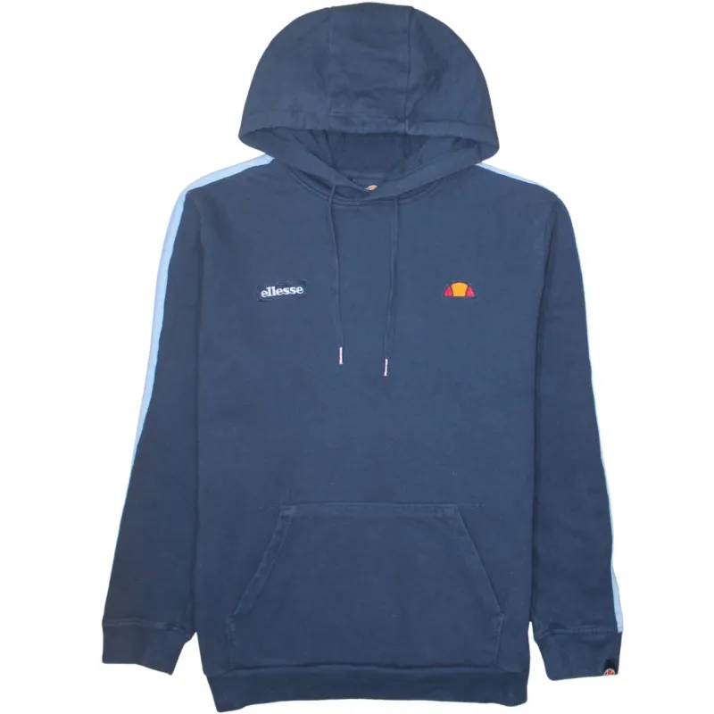 Ellesse 90's Drawstring Pockets Pullover Hoodie Large Navy Blue sold by Vintage Club