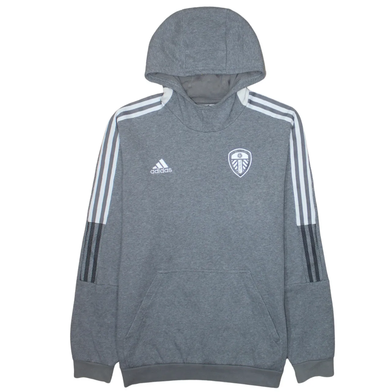 Adidas 90's Striped Sleeve Pullover Hoodie Large Grey sold by Vintage Club