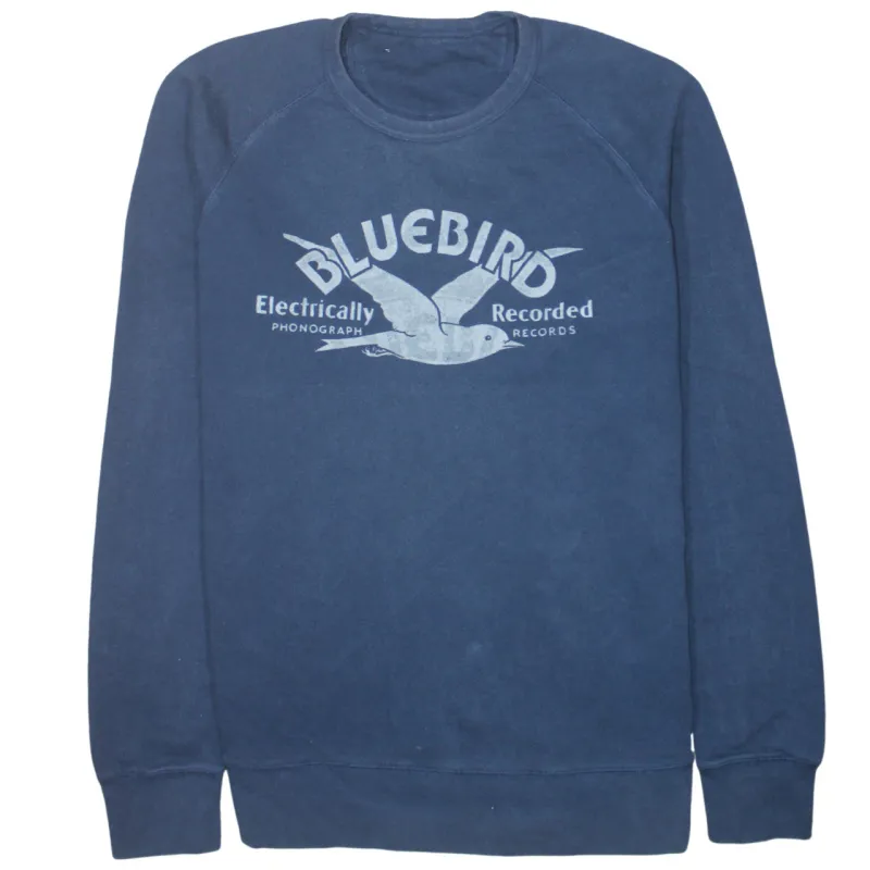 Retro 90's Blue Bird Crew Neck Sweatshirt Medium  Navy Blue sold by Vintage Club