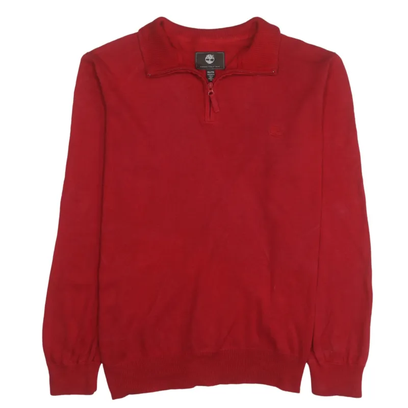 Timberland 90's Lightweight Quarter Zip Sweatshirt XXLarge (2XL) Red made by Timberland
