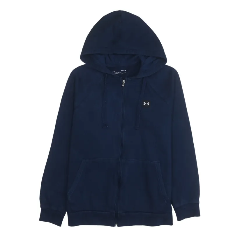 Under Armour 90's Drawstring Pockets Full Zip Up Hoodie Medium Navy Blue sold by Vintage Club