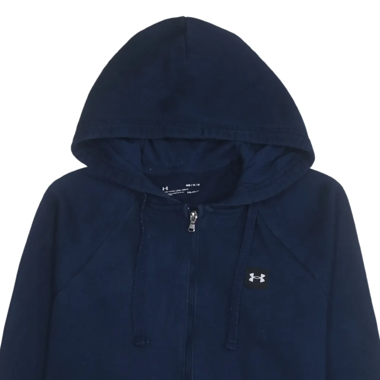 Under Armour 90's Drawstring Pockets Full Zip Up Hoodie Medium Navy Blue sold by Vintage Club product image thumbnail 3