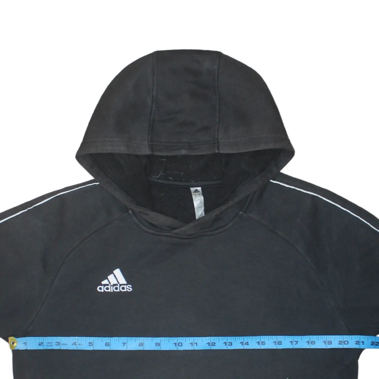Adidas 90's Drawstring Pockets Pullover Hoodie Medium Black sold by Vintage Club product image thumbnail 5