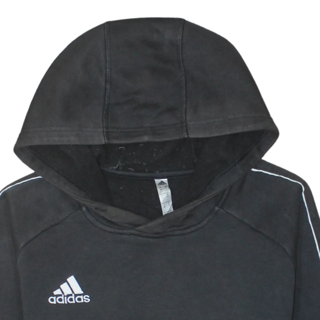 Adidas 90's Drawstring Pockets Pullover Hoodie Medium Black sold by Vintage Club product image thumbnail 3