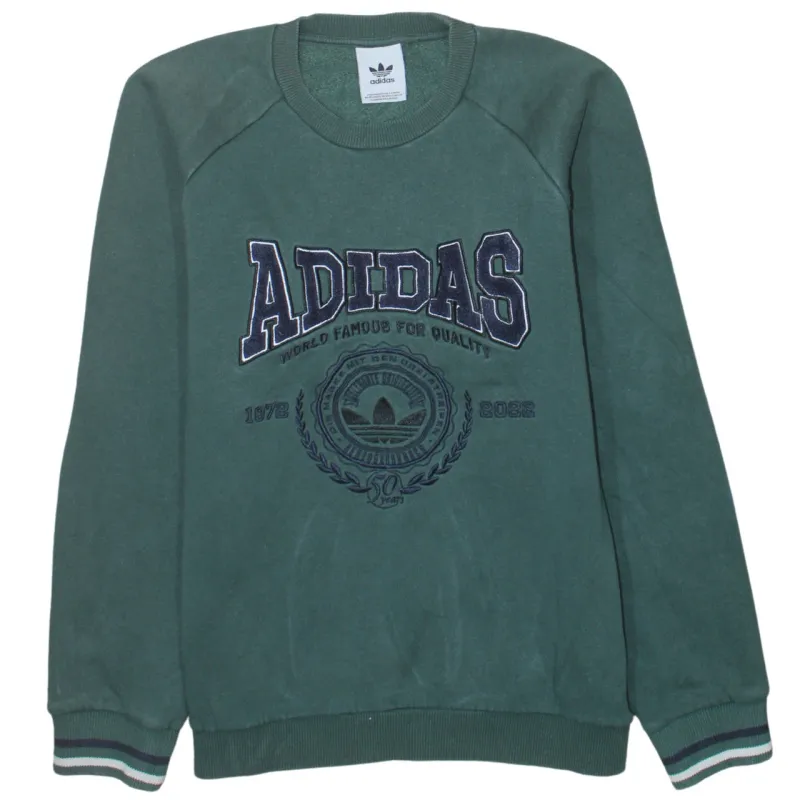 Adidas 90's Spellout Crew Neck Sweatshirt Medium  Green sold by Vintage Club