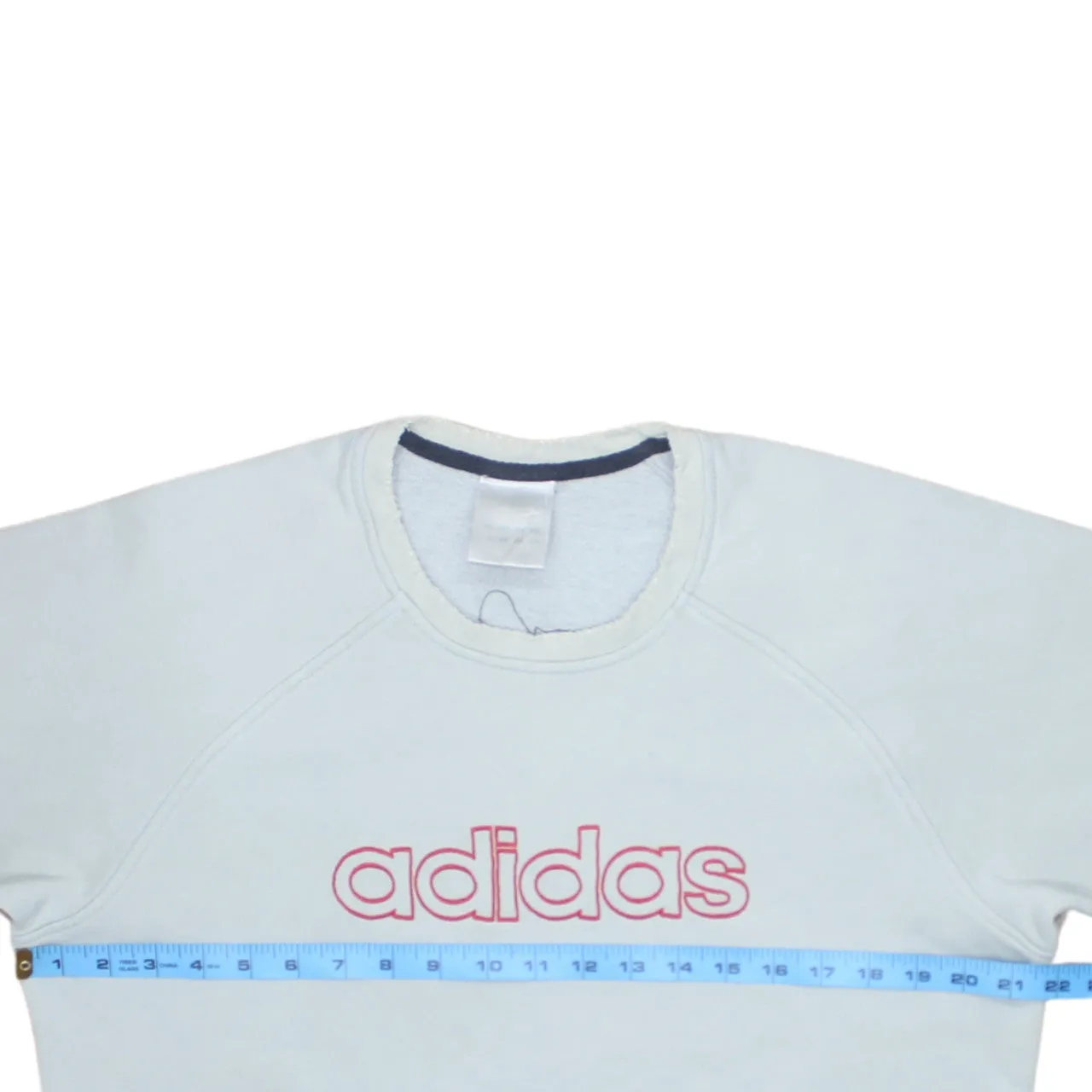 Adidas Light Grey Sweatshirt Men's Medium Printed Logo Three Stripe Sleeves Pullover Top sold by Vintage Club product image thumbnail 5