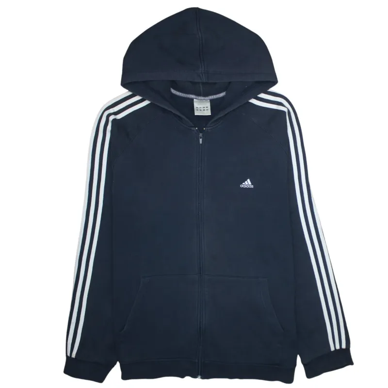 Adidas Navy Blue Hoodie Women’s 3XL Embroidered Logo Three Stripe Full Zip Sweatshirt sold by Vintage Club