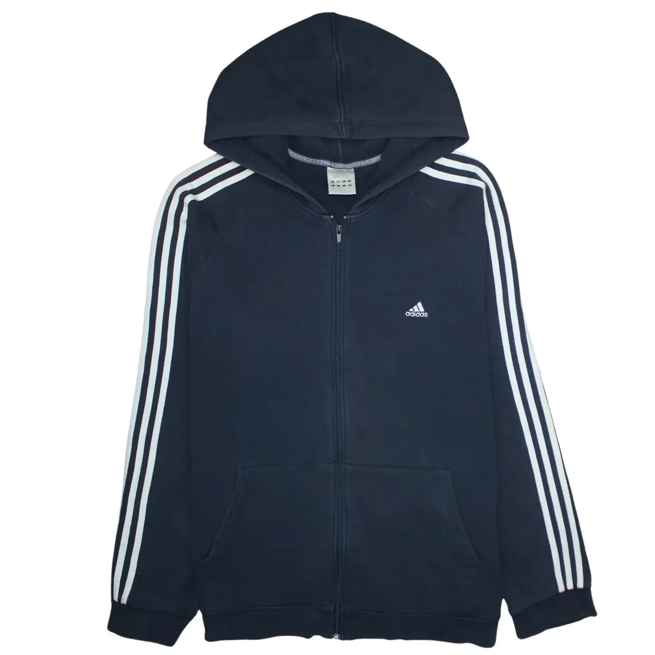 Adidas Navy Blue Hoodie Women’s 3XL Embroidered Logo Three Stripe Full Zip Sweatshirt sold by Vintage Club