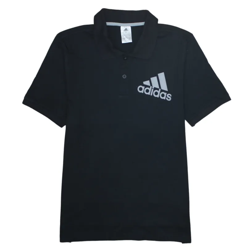 Adidas 90's Short Sleeves Quarter Button Polo Shirt Large Black made by Adidas
