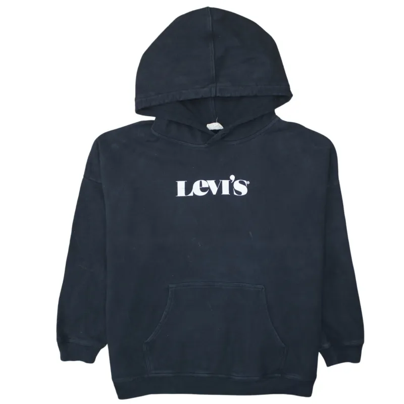 Levi's Black Hoodie Men's Large Printed Logo Front Pocket Pullover Sweatshirt sold by Vintage Club