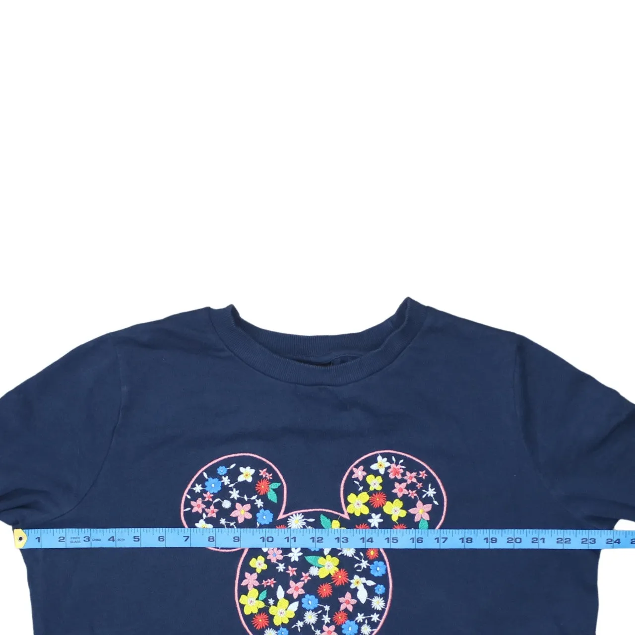 Disney Navy Blue Sweatshirt Men's Large Floral Mickey Printed Front Cotton Pullover Top sold by Vintage Club product image thumbnail 5