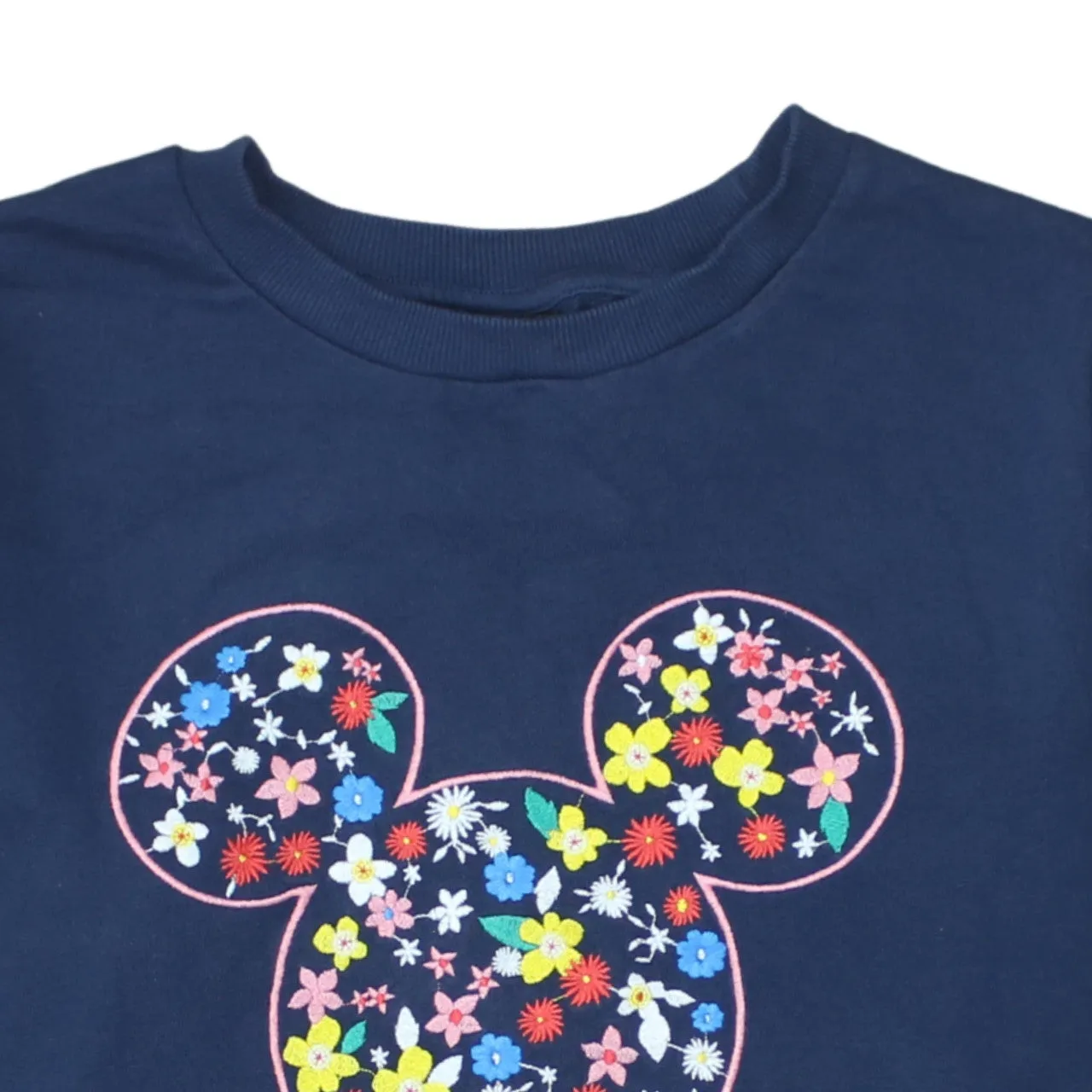 Disney Navy Blue Sweatshirt Men's Large Floral Mickey Printed Front Cotton Pullover Top sold by Vintage Club product image thumbnail 3