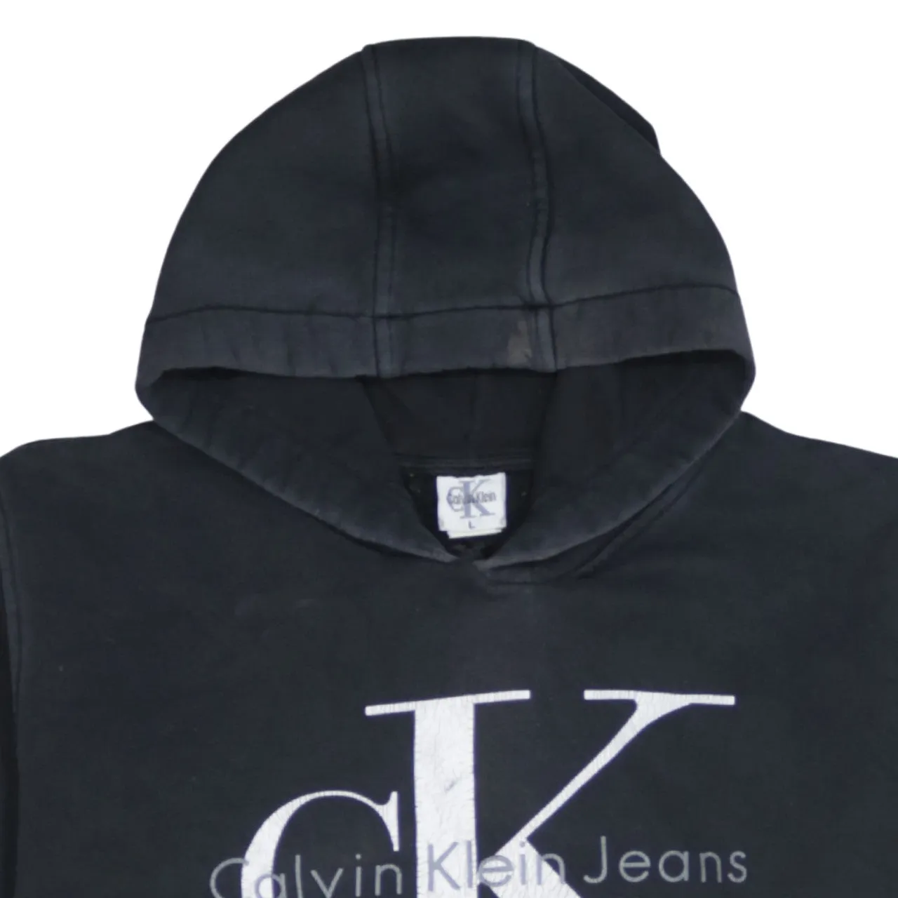 Calvin Klein Black Hoodie Men's Large Big CK Logo Front Pocket Pullover Sweatshirt sold by Vintage Club product image thumbnail 3