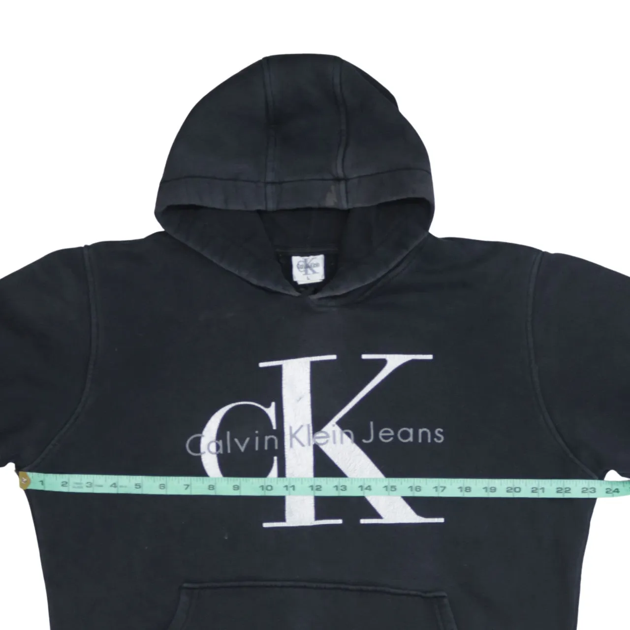 Calvin Klein Black Hoodie Men's Large Big CK Logo Front Pocket Pullover Sweatshirt sold by Vintage Club product image thumbnail 5