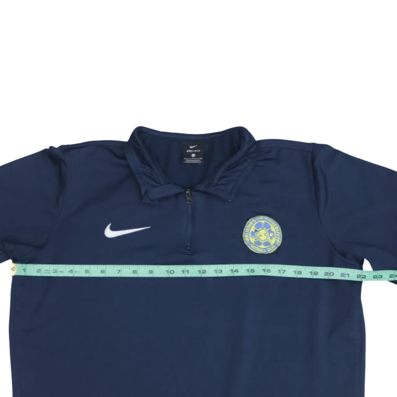 Nike Navy Blue Quarter Zip Sweatshirt Men's Large Embroidered Badge Dri-Fit Training Top sold by Vintage Club product image thumbnail 5