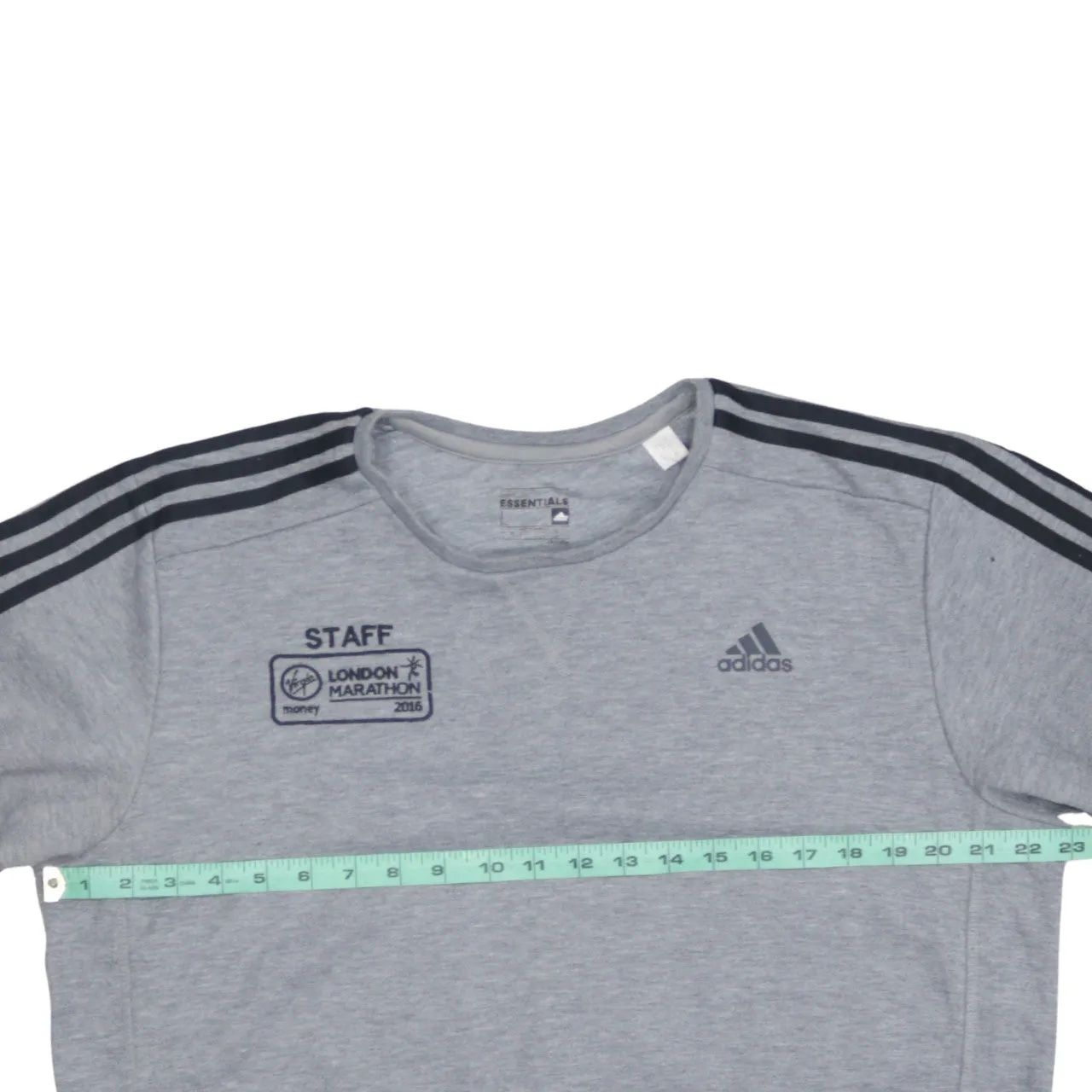 Adidas Grey Sweatshirt Men's Large London Marathon Staff Embroidered Logos Three Stripe Pullover Top sold by Vintage Club product image thumbnail 5