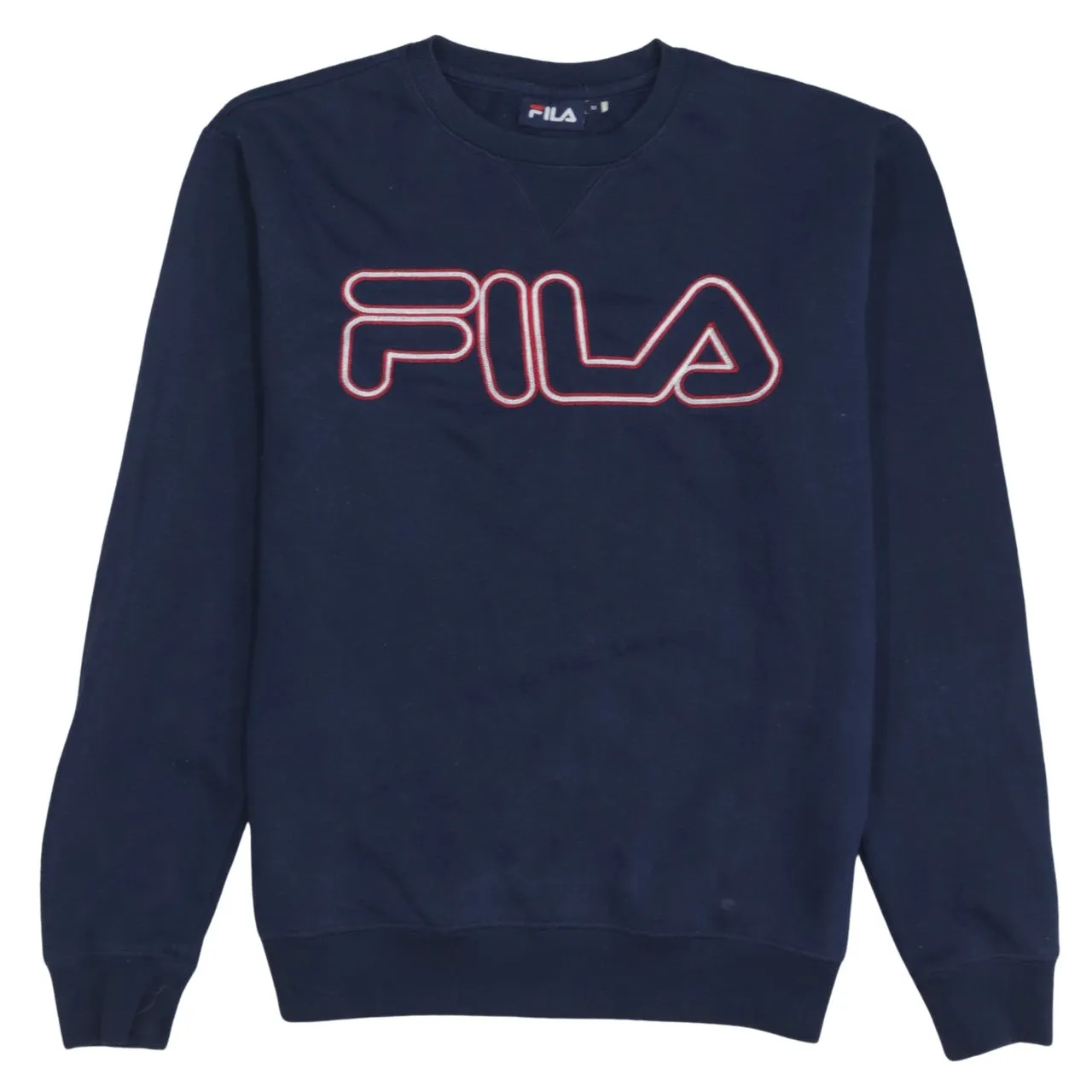Fila 90's Spellout Crew Neck Sweatshirt Medium Navy Blue sold by Vintage Club