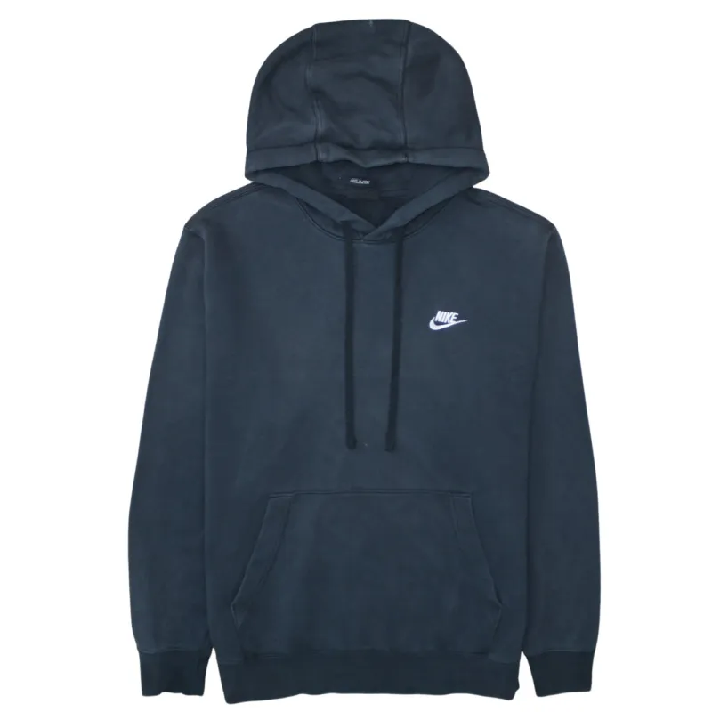 Nike Black Hoodie Men’s Large Embroidered Swoosh Logo Front Pocket Pullover Sweatshirt sold by Vintage Club