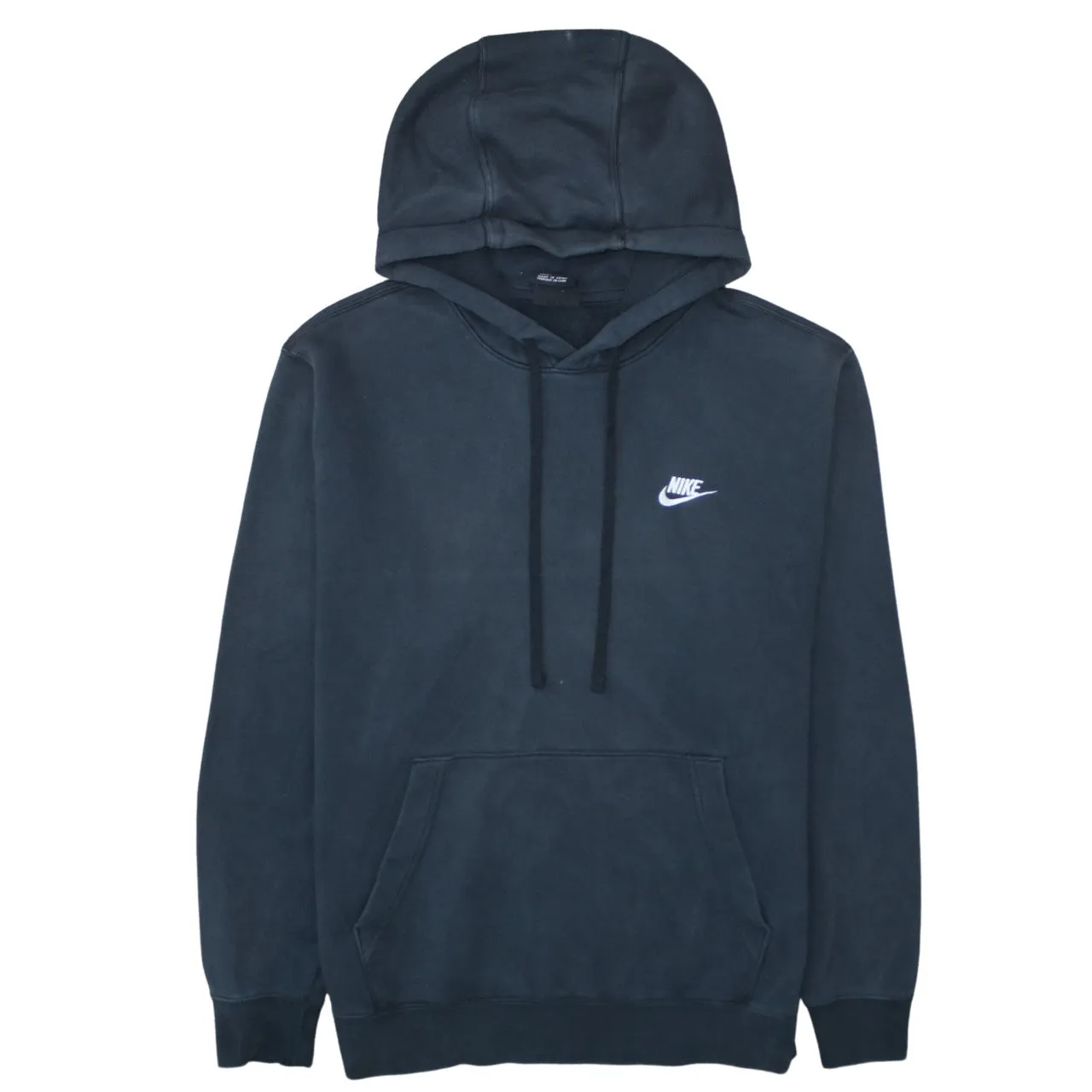 Nike Black Hoodie Men’s Large Embroidered Swoosh Logo Front Pocket Pullover Sweatshirt sold by Vintage Club