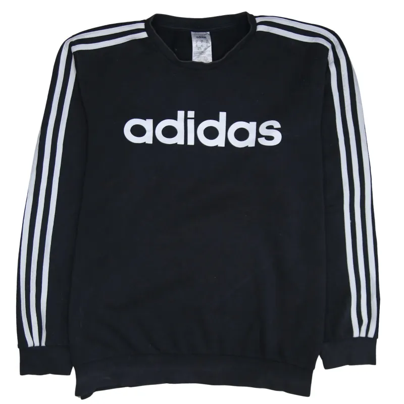 Adidas Black Sweatshirt Men's XLarge Printed Logo Three Stripe Sleeves Pullover Top sold by Vintage Club
