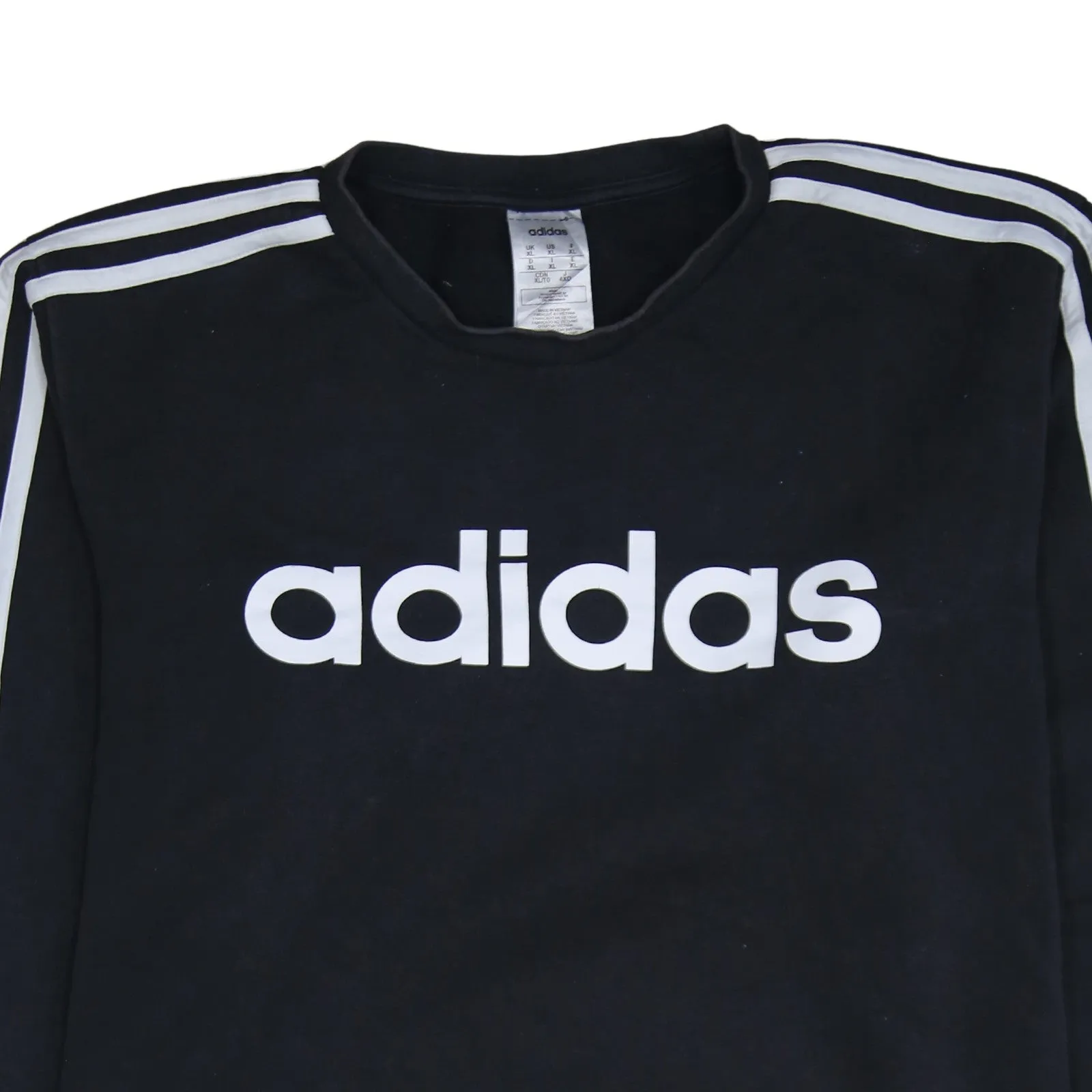 Adidas Black Sweatshirt Men's XLarge Printed Logo Three Stripe Sleeves Pullover Top sold by Vintage Club product image thumbnail 3