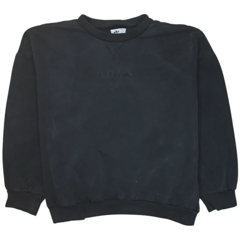 Adidas Black Sweatshirt Women's 3XL Embroidered Chest Logo Ribbed Cuffs Crewneck Pullover sold by Vintage Club