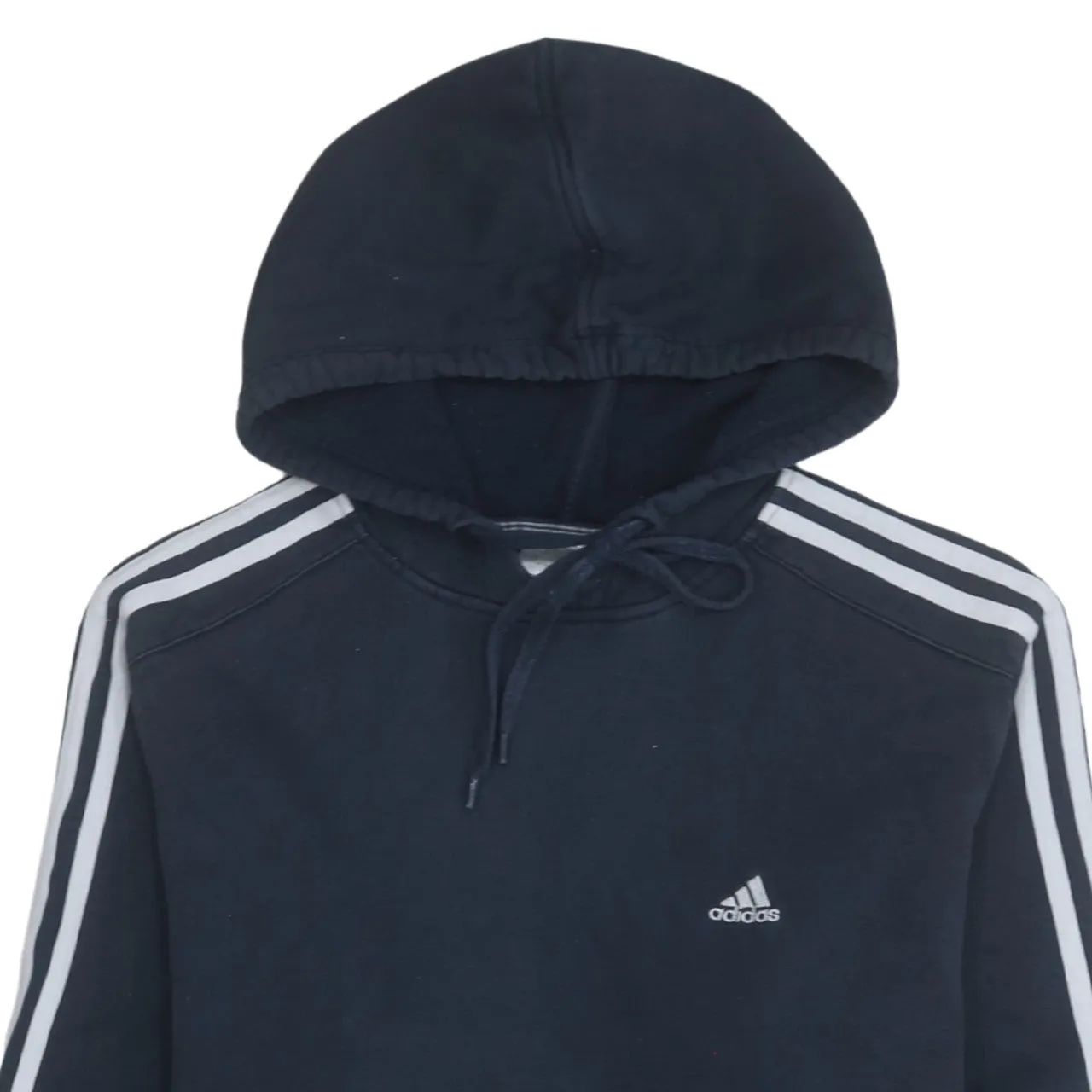 Adidas 90's Striped Sleeve Pullover Hoodie Medium Navy Blue sold by Vintage Club product image thumbnail 3