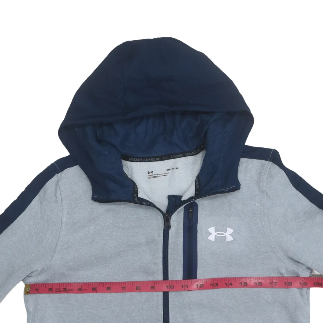 Under Armour 90's Drawstring Pockets Full Zip Up Hoodie Small Blue sold by Vintage Club product image thumbnail 5