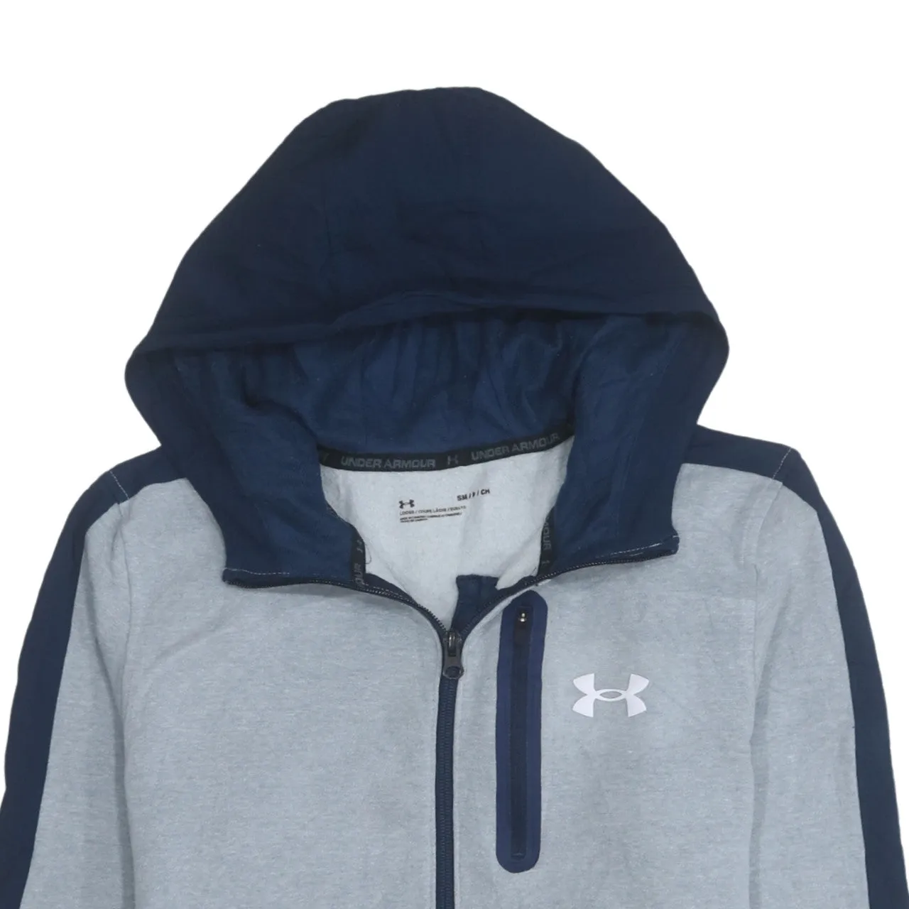 Under Armour 90's Drawstring Pockets Full Zip Up Hoodie Small Blue sold by Vintage Club product image thumbnail 3