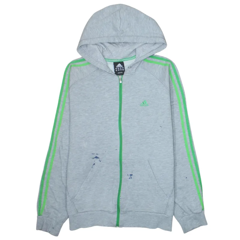 Adidas 90's Striped Sleeve Full Zip Up Hoodie Medium Grey sold by Vintage Club