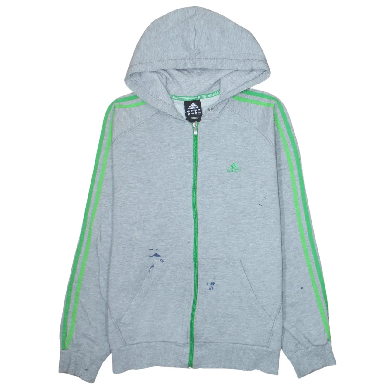 Adidas 90's Striped Sleeve Full Zip Up Hoodie Medium Grey sold by Vintage Club