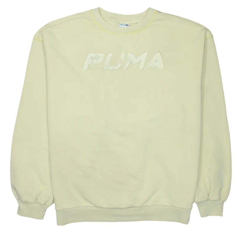 Puma 90's Spellout Crew Neck Sweatshirt Small Yellow made by Puma