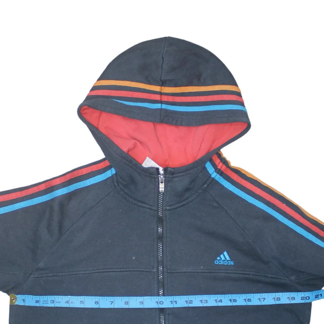 Adidas 90's Striped Sleeve Full Zip Up Hoodie XLarge Navy Blue sold by Vintage Club product image thumbnail 5