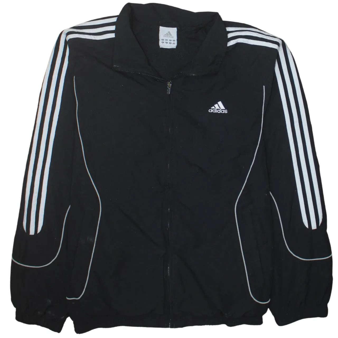 Adidas 90's Striped Sleeve Full Zip Up Windbreaker Medium Black sold by Vintage Club