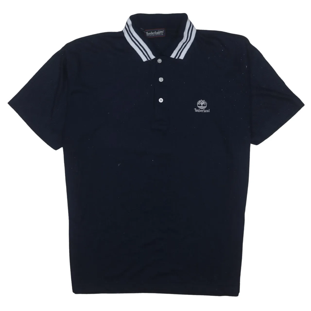 Timberland 90's Short Sleeves Quarter Button Polo Shirt Large Navy Blue sold by Vintage Club