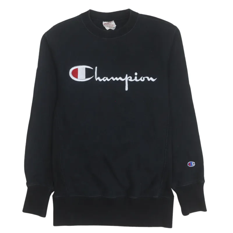 Champion 90's Spellout Crew Neck Sweatshirt Small Black made by Champion
