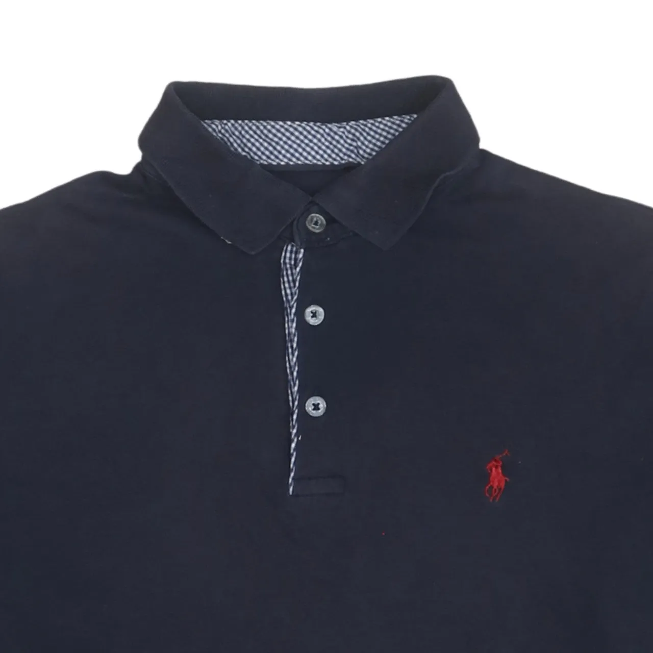 Polo Ralph Lauren 90's Short Sleeves Quarter Button Polo Shirt XLarge Navy Blue sold by Vintage Club product image thumbnail 3