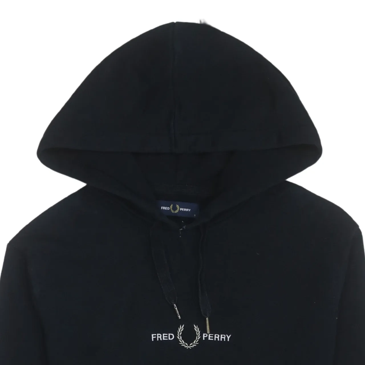 FRED PERRY 90's Drawstring Pockets Pullover Hoodie Small Black sold by Vintage Club product image thumbnail 3