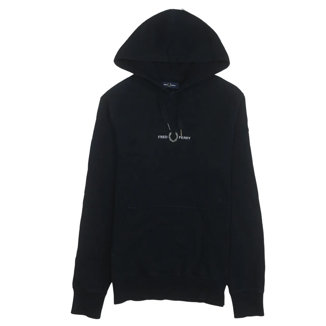 FRED PERRY 90's Drawstring Pockets Pullover Hoodie Small Black sold by Vintage Club