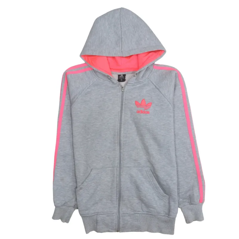 Adidas 90's Striped Sleeve Full Zip Up Hoodie XXLarge (2XL) Grey sold by Vintage Club