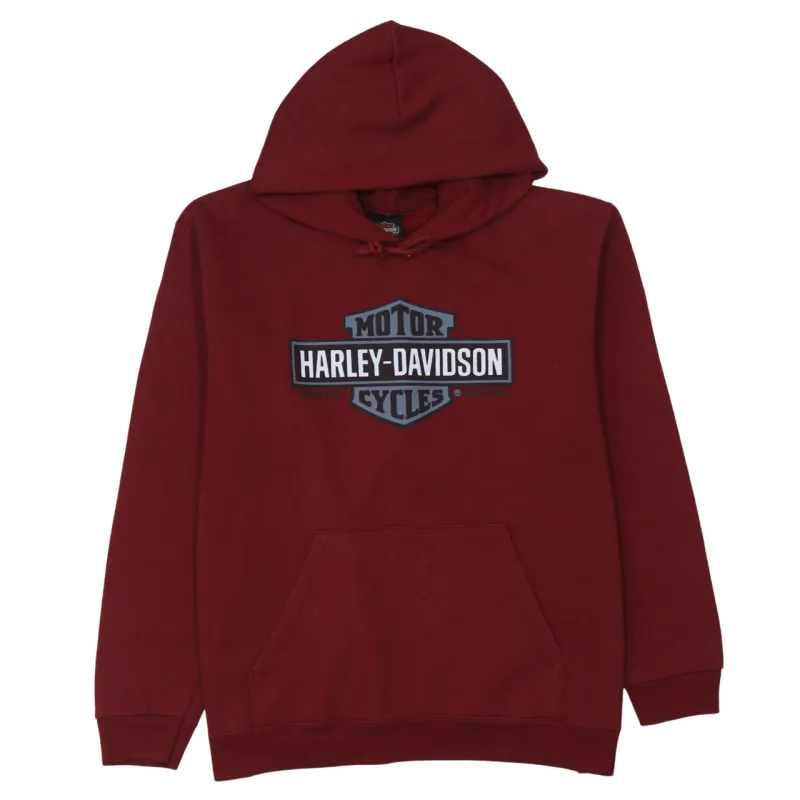 Harley Davidson 90's Spellout Pullover Hoodie Large Burgundy Red made by Harley-Davidson