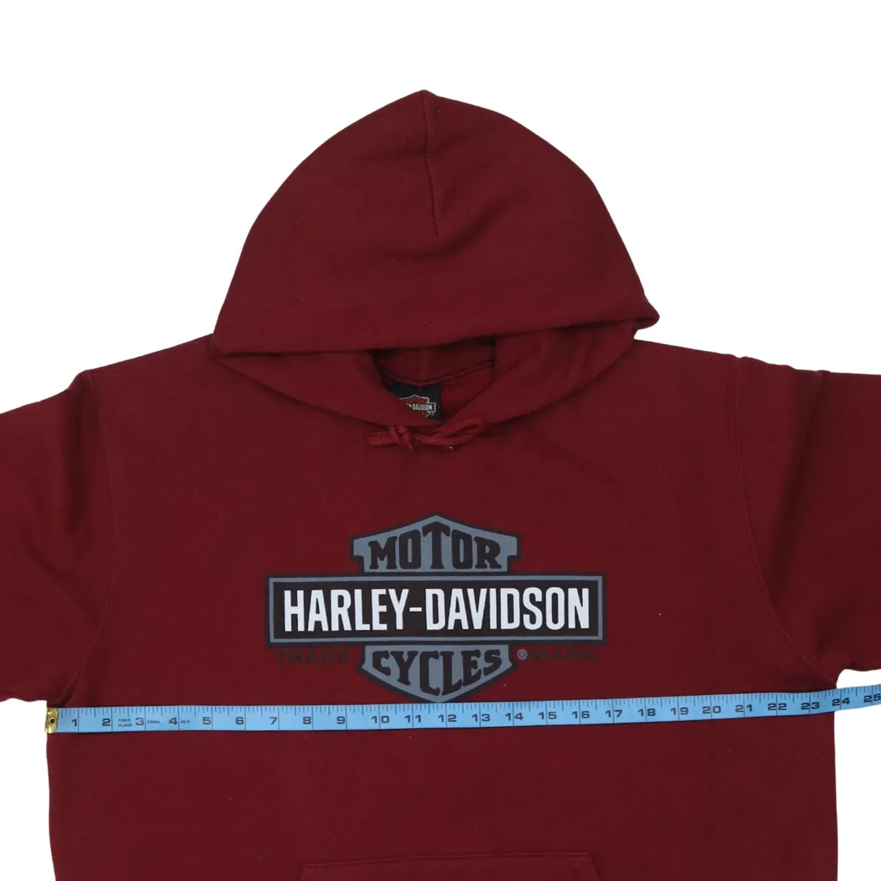 Harley Davidson 90's Spellout Pullover Hoodie Large Burgundy Red sold by Vintage Club product image thumbnail 5