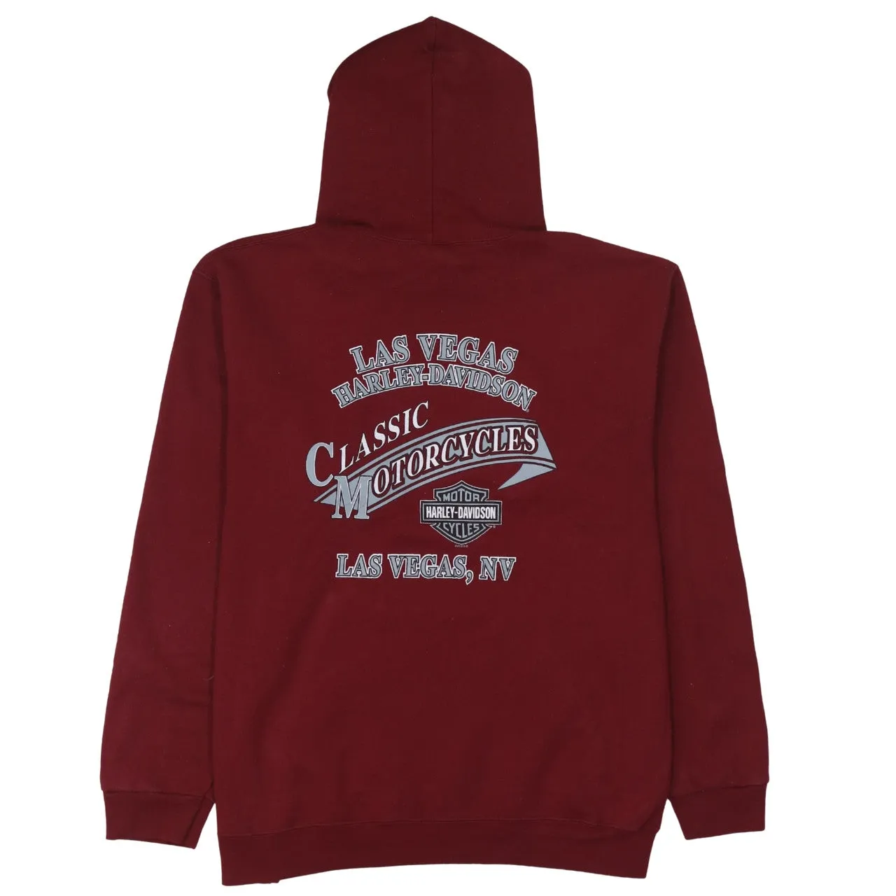 Harley Davidson 90's Spellout Pullover Hoodie Large Burgundy Red sold by Vintage Club product image thumbnail 2