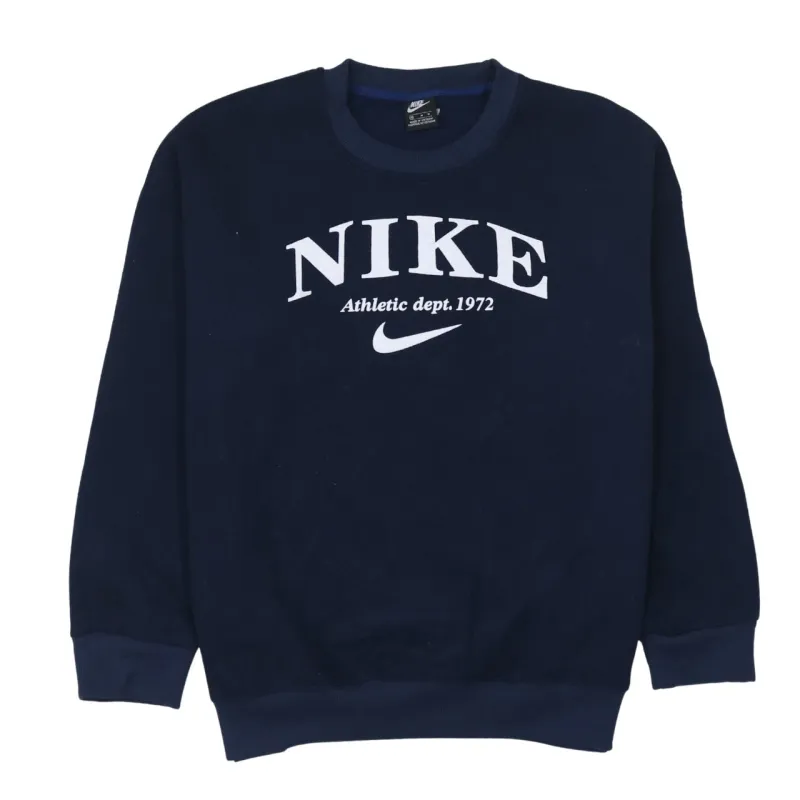 Nike 90's Center Middle Swoosh Crew Neck Sweatshirt Medium Navy Blue sold by Vintage Club