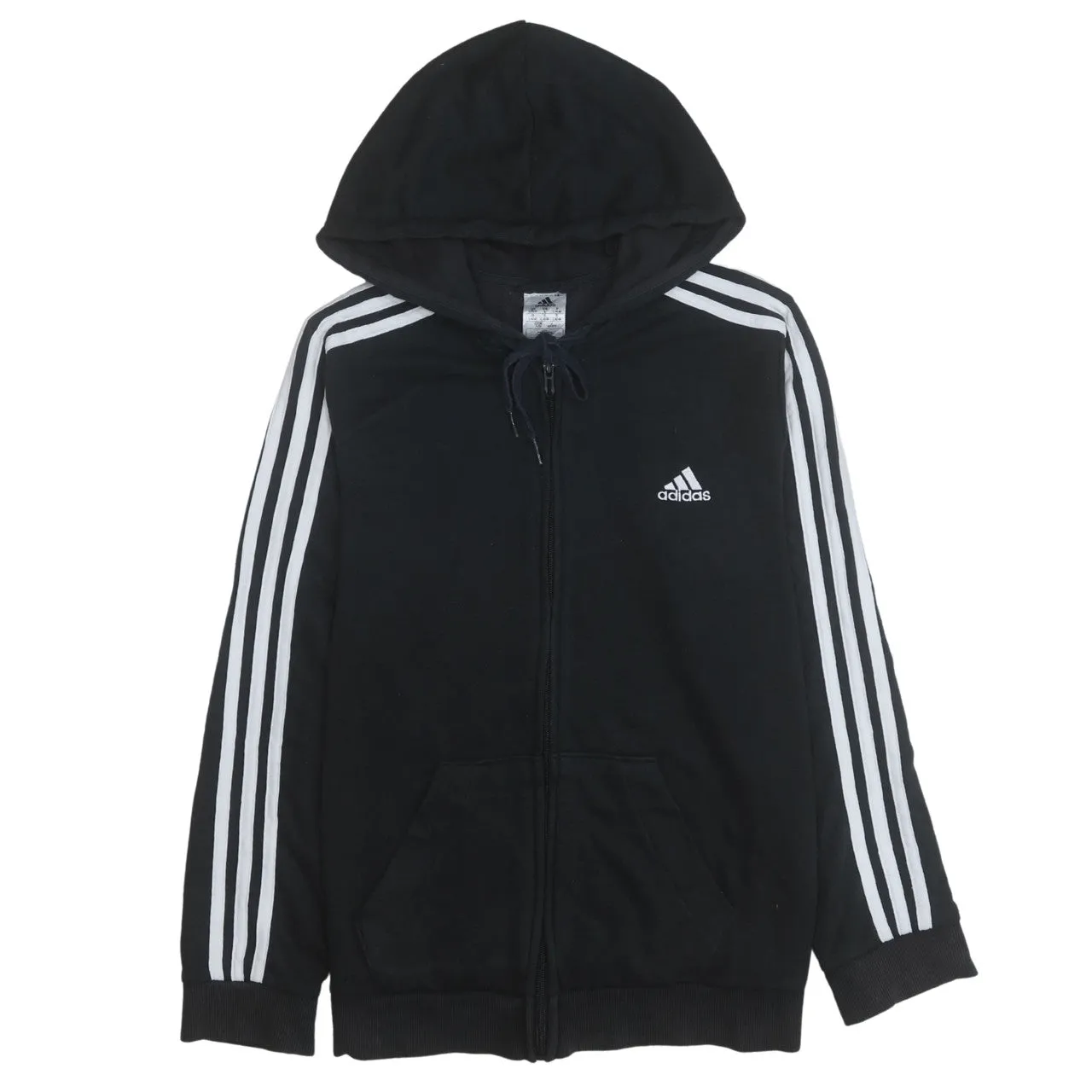 Adidas 90's Striped Sleeve Full Zip Up Hoodie Large Black sold by Vintage Club