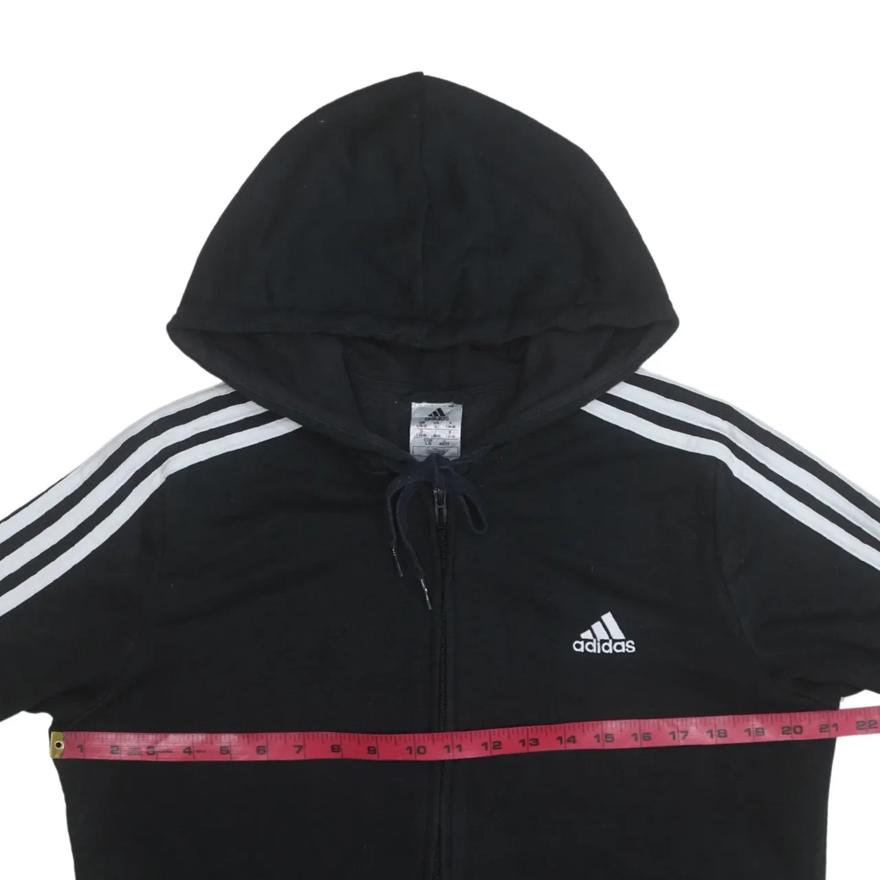 Adidas 90's Striped Sleeve Full Zip Up Hoodie Large Black sold by Vintage Club product image thumbnail 5