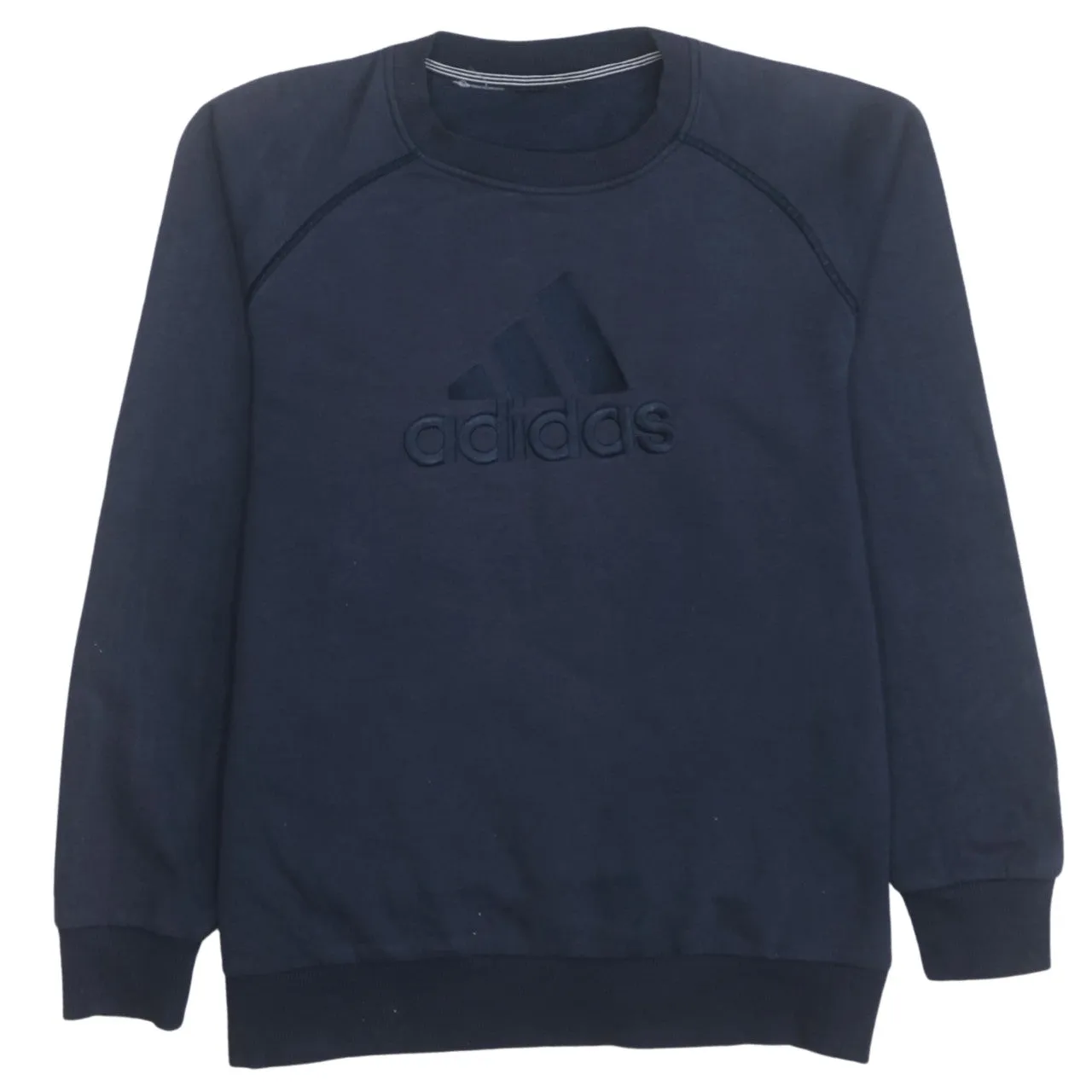 Adidas 90's Spellout Crew Neck Sweatshirt Small Navy Blue sold by Vintage Club