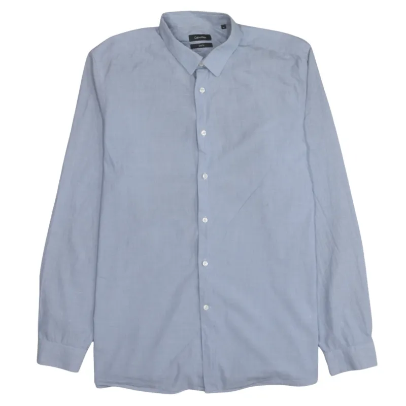 Calvin Klein 90's Long Sleeve Button Up Shirt Large  Blue made by Calvin Klein